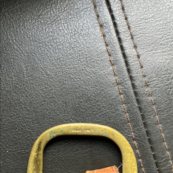 Vintage | Tan Tooled Leather Belt with Solid Brass Buckle Boho Western - Picture 5 of 10